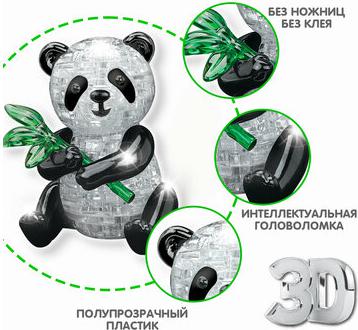 Пазл 3D Магия Кристаллов "панда", 57 деталей, черный, прозрачный – фото 2