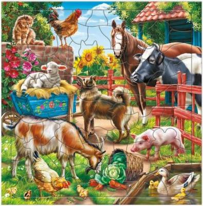 Пазл фигурный на подложке На ферме, 80 деталей