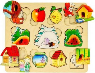 Развивающая доска "Где чей домик?" (дерево, 2 слоя) (7993) – фото 2