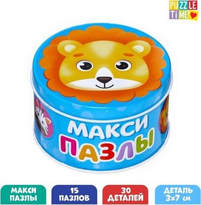 Макси-пазлы в металлической коробке "Милые зверята", 15 пазлов