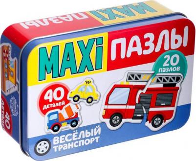 Макси-пазлы в металлической коробке "Весёлый транспорт", 40 деталей – фото 4