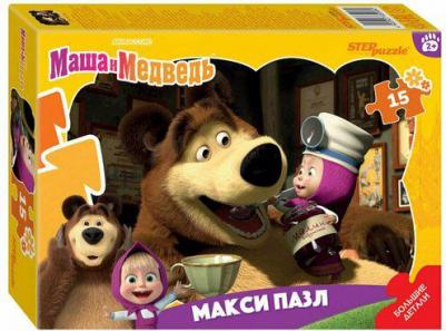 Контурный макси-пазл Маша и Медведь 15 деталей