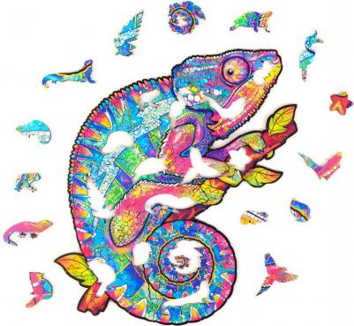 Деревянный пазл Радужный хамелеон S 19х24 см, 107 дет – фото 5