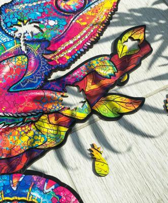 Деревянный пазл Радужный хамелеон S 19х24 см, 107 дет – фото 6