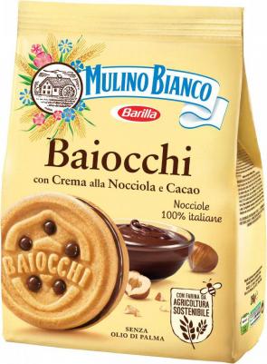 Печенье Mulino Bianco Baiocchi сахарное с какао-ореховым кремом 260 г – фото 3