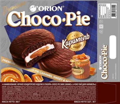 Печенье "Choco Pie Dark Caramel" темный шоколад, карамельное, 360 г, О0000013514 – фото 1