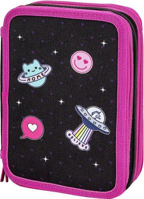 Пенал 3 отделения, полиэстер, 21 х 14 см, "Space sweets"
