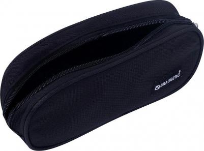 Пенал-косметичка овальный, полиэстер, "Black", 22х9х5 см, 229271