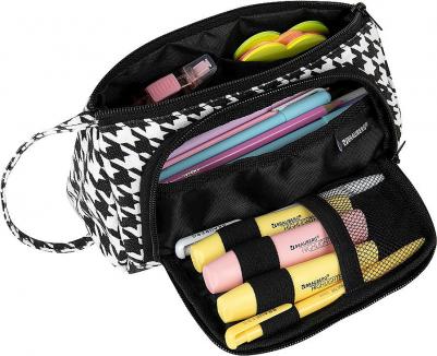Пенал-косметичка с ручкой, 1 откидная планка, полиэстер, 22x10х8 см, "Houndstooth", 271560 – фото 9