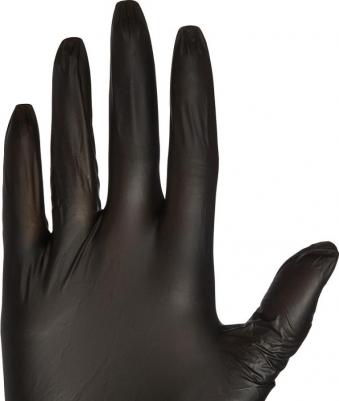 Перчатки виниловые неопудренные черные (50 пар, M) – фото 2