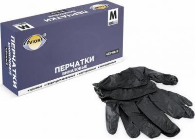 Перчатки виниловые неопудренные черные (50 пар, M) – фото 5