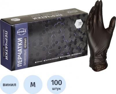Перчатки виниловые неопудренные черные (50 пар, M) – фото 12