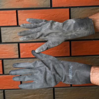 многоразовые Перчатки КЩС латексные Азрихим тип 2 черные (размер 9, L) – фото 19