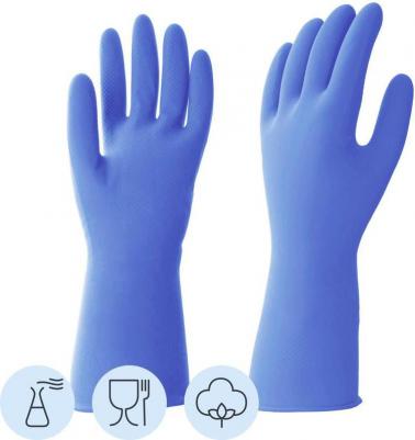 многоразовые Перчатки КЩС латексные сверхпрочные синие (размер 7, S) – фото 16