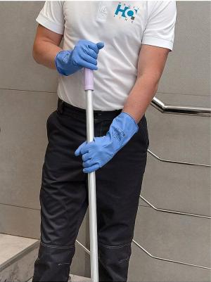 многоразовые Перчатки КЩС латексные сверхпрочные синие (размер 7, S) – фото 17