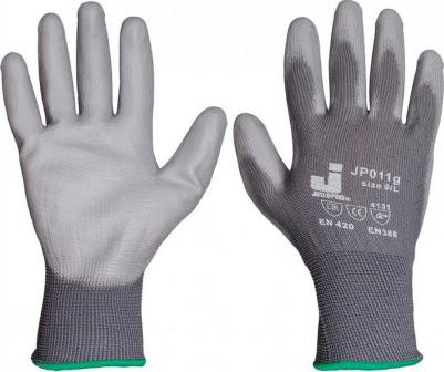 Перчатки рабочие нейлоновые с полиуретаном серые 6902024010680 – фото 1