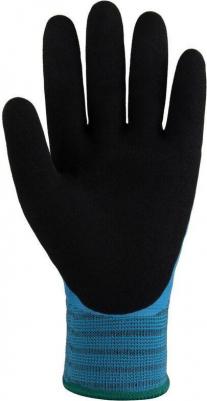 Перчатки рабочие утепленные от проколов JLW-601-XXL полиэфирные/акриловые с латексным покрытием голубые – фото 2