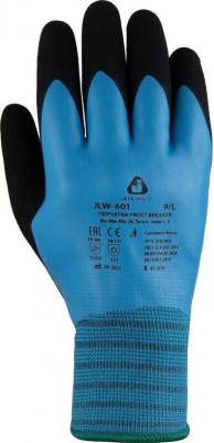 Перчатки рабочие утепленные от проколов JLW-601-XXL полиэфирные/акриловые с латексным покрытием голубые