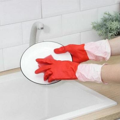 Хозяйственные сверхпрочные латексные перчатки БИКОЛОР – фото 3