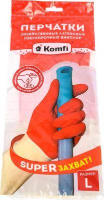 Перчатки хозяйственные латексные биколор сверхпрочные бело-красный размер L – фото 6