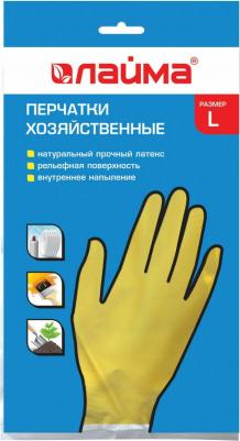 Перчатки хозяйственные латексные "Стандарт", МНОГОРАЗОВЫЕ, хлопчатобумажное напыление, размер L, 600270