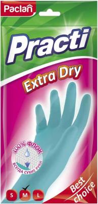 Перчатки латексные Practi Extra Dry с хлопковым напылением бирюзовые – фото 7