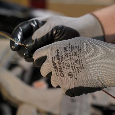 Перчатки нейлоновые маслобензостойкие Ойлрезист нитрильный латекс 9 (L) – фото 6