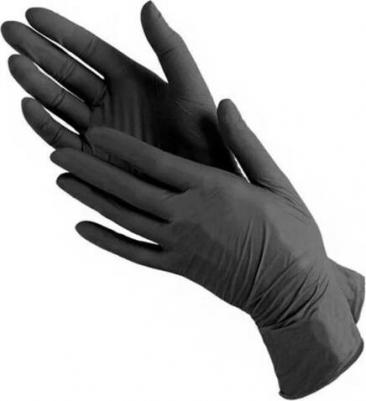 Перчатки, нитрил, текстур. на пальцах, S, черные, мед., 50 пар в упак – фото 3