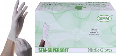 Перчатки НИТРИЛОВЫЕ SFM-SUPERSOFT БЕЛЫЕ р. L 200 шт