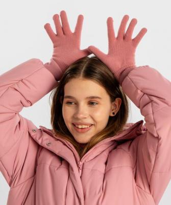 Перчатки вязаные розовые для девочки, 16, 224BBGX7602 – фото 2