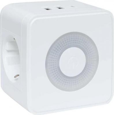 Тройник Куб 2 гнезда 2USB 2,4А+Type C + Ночник