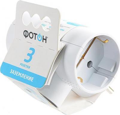 Разветвитель электрический тройник АМ 16-3ТЕ 16А с заземлением – фото 1