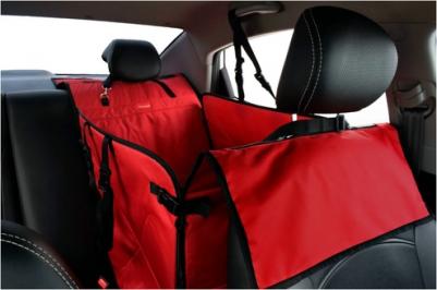 Автогамак для перевозки собак Happy Dog Premium, 1/3 заднего сиденья, коричневый