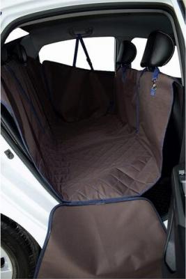 Автогамак для перевозки собак Rich Dog, заднее сиденье, коричневый с синим