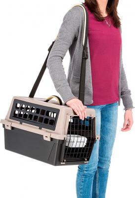 Переноска для животных Atlas 20 Trendy+ (черная, с ремнём) 37х58х32см – фото 5