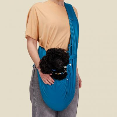 Слинг двусторонний для переноски собак и кошек мелких пород, с застежкой для ошейника Аквамарин