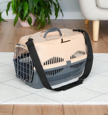 Переноска Спутник-1 43x29x27,5 см с наплечным ремнем бежево-серая