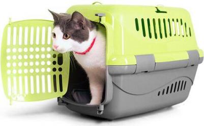Переноска для животных Турне M с пластиковой дверцей 48*32*32 см, зеленая – фото 5