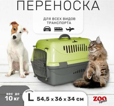 Переноска Турне зеленая с прозрачной дверцей для животных L: 54,5 x 36 x 34 см – фото 2