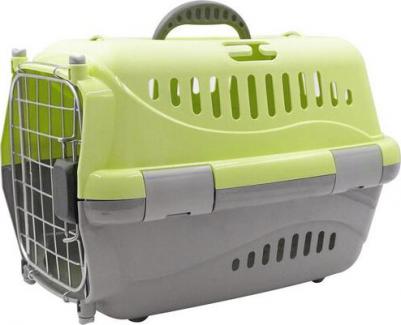 Переноска Турне зеленая с прозрачной пластиковой дверцей M: 48х32х32 см – фото 3