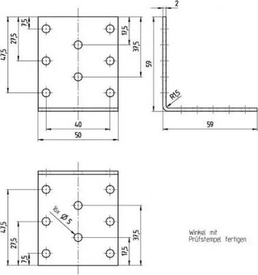Угол крепежный равносторонний KUR 60x60x50x2 4004338331481 – фото 1