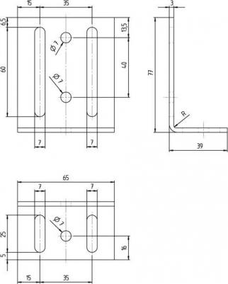 Угол крепежный скользящий нержавеющая сталь KUC 35x75x65x2 – фото 1