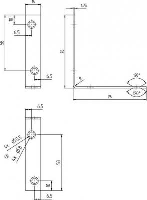Уголок мебельный нержавеющая сталь 75x75x16x2 – фото 1