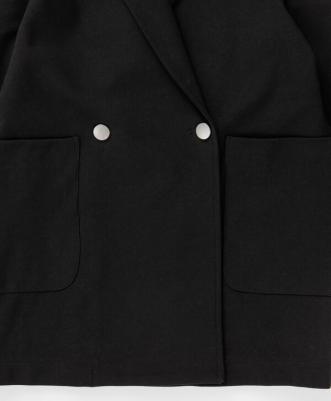 Пиджак оверсайз двубортный с накладными карманами черный, 122, 224BBGS19010800 – фото 5