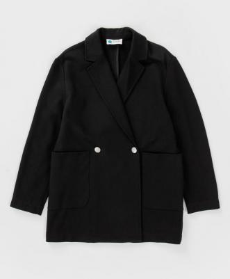 Пиджак оверсайз двубортный с накладными карманами черный (164) – фото 3