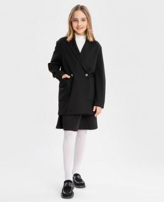 Пиджак оверсайз двубортный с накладными карманами черный (164) – фото 4