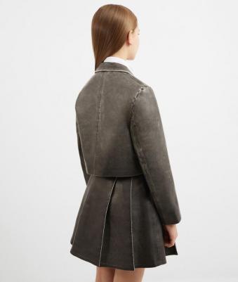 Пиджак укороченный из вареной экокожи серый для девочки, 164, 22407GJC4801 – фото 6