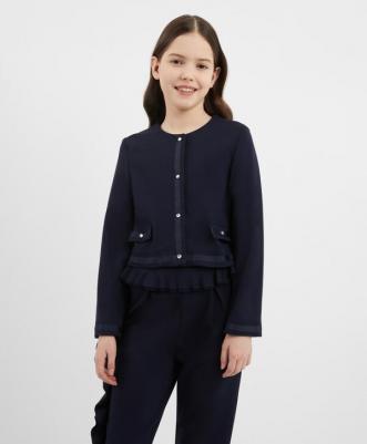 Жакет укороченный синий для девочки, 128, 224GSGMC1901