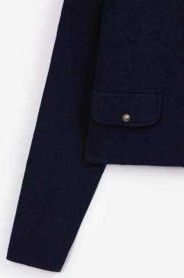 Жакет вязаный с застёжкой на металлические пуговицы синий для девочки 4630057419157 – фото 3