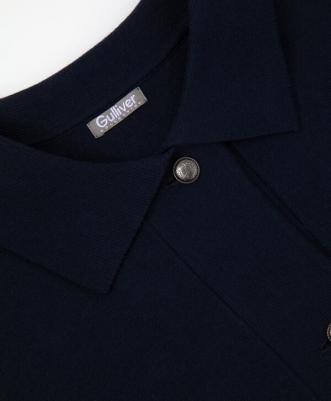 Жакет вязаный с застёжкой на металлические пуговицы синий для девочки 4630057419171 – фото 1